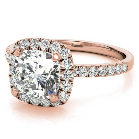 1.0Ct-6.0mm Cushion Moissanite & Lab Diamond Ring - Picture 12 of 16